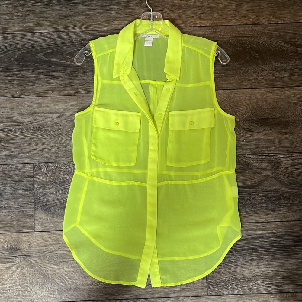 Neon Yellow Sheer Blouse - Picture 1 of 8